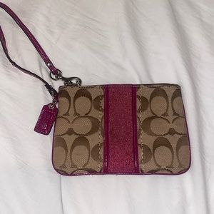 Coach Monogram C Wristlet - Magenta & Brown - wallet